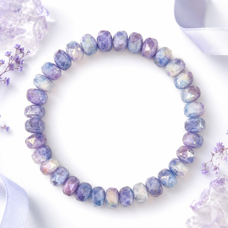 Natural Purple Blue Gradient Cut Crystal Abacus Bead Bracelet